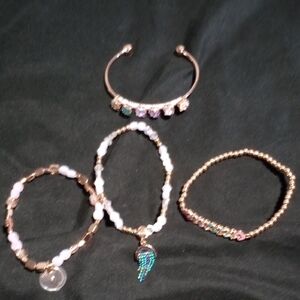 Gold-Tone Multicolor Stone and Bead Bracelet Set - Women Jewelry